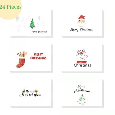 China Christmas Day 24 Pieces Per Set Creative Hot Sale Christmas Set Greeting Card Blessing Card With Envelope Stickers for sale