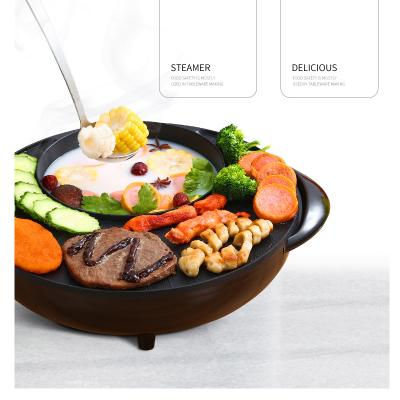 China Outdoor Electric Smokeless Hot Pot 2 n 1 BBQ Grill Indoor Shabu for sale