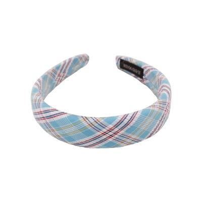 China Blue Oxygen-sensing headdress headband, Japanese and Korean hairband girly hairpin plaid university style temperament accessories for sale