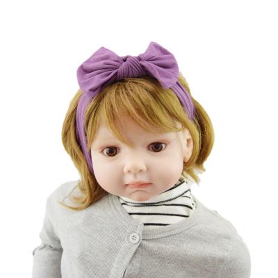 China European and American hot sale 38 colors style baby bow headband children's wide edge hair accessories headwrap nylon soft stretch headwrap for sale