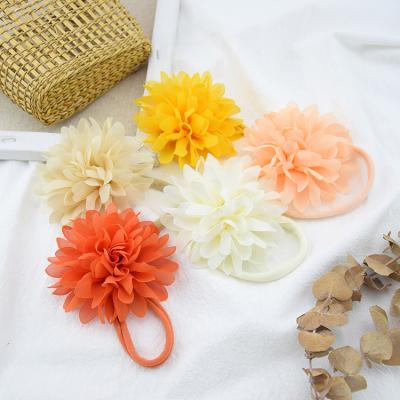 China Hefu fashion lotus headdress children's decorative headbands baby hair soft elastic nylon band for sale