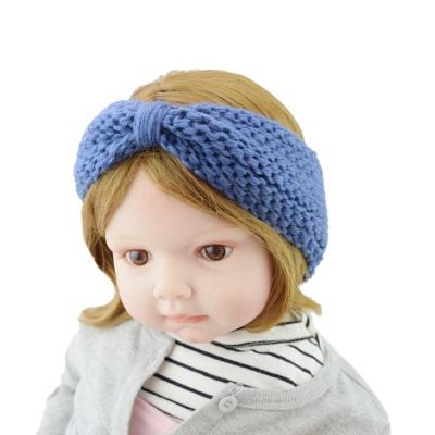 China European and American style hot selling two color striped bow knitted headband winter headwrap ear warmer hair band hair accessories for sale