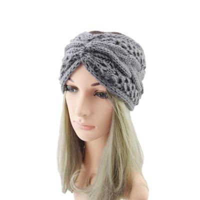 China Fashion Fashion Solid Color Plush Knitted Headband Wool Soft Turban Wide Waist Headwear Hair Accessories for sale