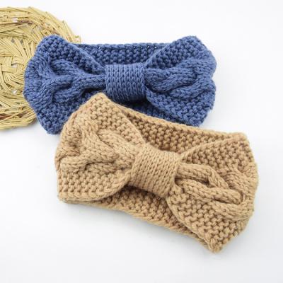 China Fashion Hefu Fashion Knitted Bow Headband Elastic Turban Winter Keep Warm Hair Accessories for sale