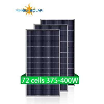 China Yingli 72 Commercial Cells 375W 380W 385W 390W 395W 400W Bifacial Pallet Solar Panel Price Half Sun Solar Powered Solar Panels for sale