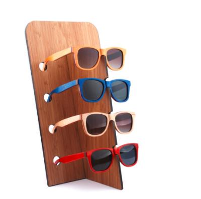 China Natural Bamboo Sunglass Display Fixtures Five Pair Sunglass Holder For Wall for sale