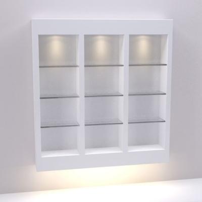 China Three Column Modern Retail Wall Display Shelves With Integrated LED Lighting for sale