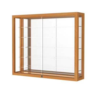 China Simple Retail Wall Display Shelves Solid Wooden Wall Display Cases Heirloom Series for sale