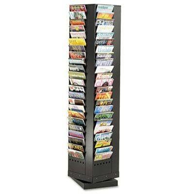 China Black Steel Rotary Magazine Rack / Brochure Display Stand 14W X 14D X 68H for sale