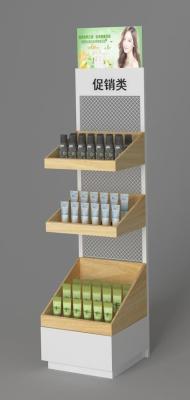 China Vertical Wood Cosmetic Display Showcase , Modern Cosmetic Store Shelf for sale