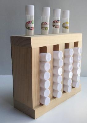 China Durable Shop Display Fixtures 4 Slots Wooden Lip Balm Display Stand OEM&ODM for sale