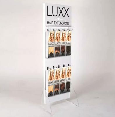 China Vertical White Makeup Display Unit , Modern Hair Extension Display Stand for sale