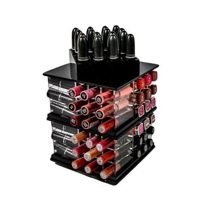 China 84 Holder Spinning Lipstick Tower , Rotating Acrylic Lipstick Display Stand for sale