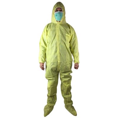 China Aami Disposable Yellow Medical Impermeable Isolation Gown Eco-friendly Pp+pe Leve1 Non Woven for sale