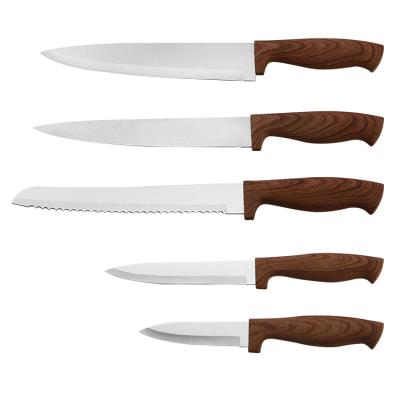 China 6pcs Sustainable Kitchen Knife Stainless Steel Kitchen Knife Set With Plastic Handle And Knife Block for sale