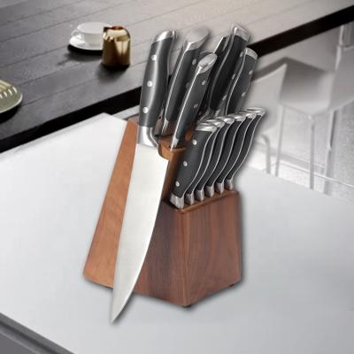 China Durable 13 Pcs / Set Stainless Steel Kitchen Knife Set Forged ABS Handle Kitchen Knife Set With Wooden Block for sale