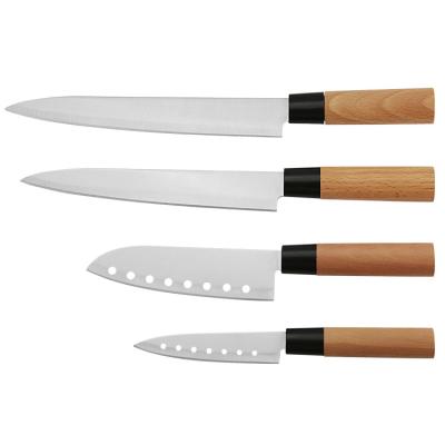 China Viable Maker 4 Pcs Kitchen Knife Stainless Steel High End Kitchen Knife Set With Wooden Handle Knife Set for sale