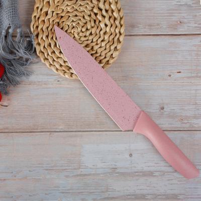 China Viable Pink Straw Kitchen Knife Non-Stick Coating Wheat Macarons Knife Set For Gift for sale