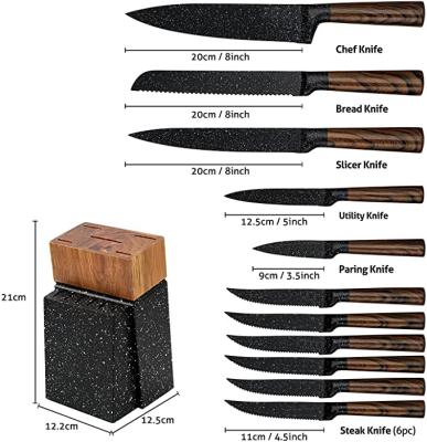 China Sustainable Wood Block Kitchen Tools Hydraulic Dip Coating Set Damascus Royal Swiss Chef Knife 8