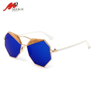 China Fashion Sunglasses Brand Designer Octagon Eyebrow Women Vintage Polygon Shape Reflective Lens Men Sunglasses for sale