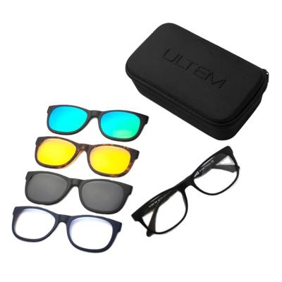 China 2020 Fashion Sunglasses Hot Sale Fashion Magnetic Clip On Polarized Sunglasses With Folding Magnet Sunglasses Case for sale