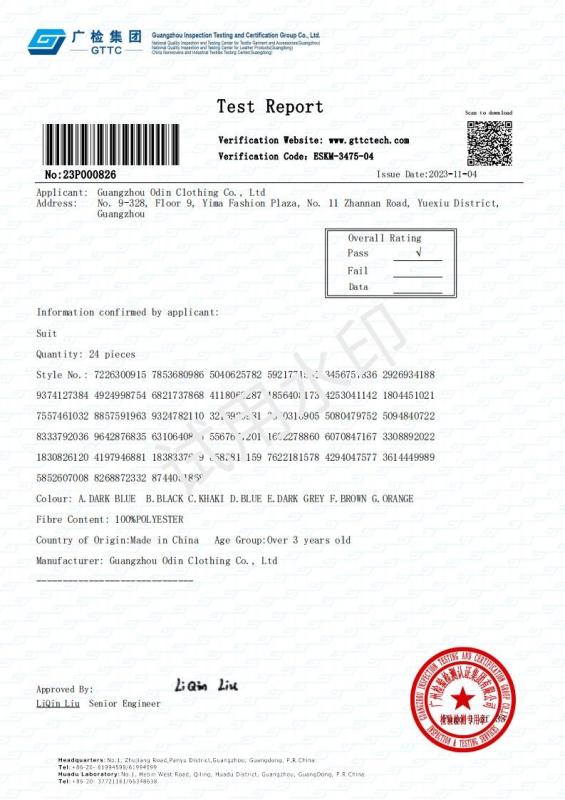 Test Report - Guangzhou Oding Clothing Co., Ltd.