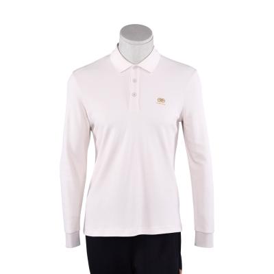 China Anti Wrinkle Polo T Shirt In White Long Sleeve Custom Logo Fabric Weight 170-210g for sale