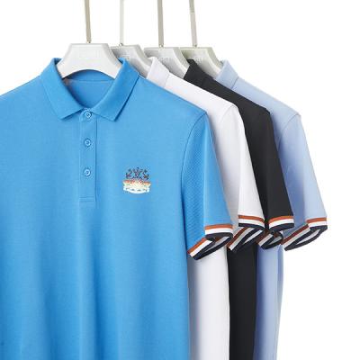 China Camisas de polo masculino de algodão de manga curta Anti-pilling com cor de logotipo personalizado à venda