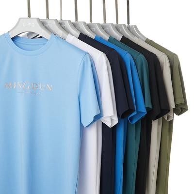 China Weaving method knitted Regular Fit Spring Summer Blue 100% Cotton T Shirt for Men for sale