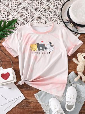 Chine T-shirts de filles en coton d'été 180gm avec col rond à vendre