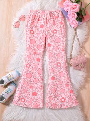 China Girls Bell Bottom Pants Flowers Pattern Printing Breathable for sale