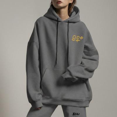 China Custom Logo Grauer Hoodie mit übergroßer Größe Set Winddicht für Frauen Joggen zu verkaufen