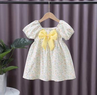 China Custom Flower Full Printed Purple Baby's Clothing Dress Washable Big Little Pink One Piece Bow for sale