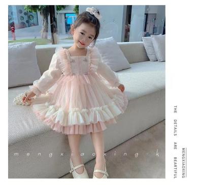 China High Quality Girls' Princess Dress Soft Casual Washable Kids Long Sleeve Velvet Party Dresses for sale