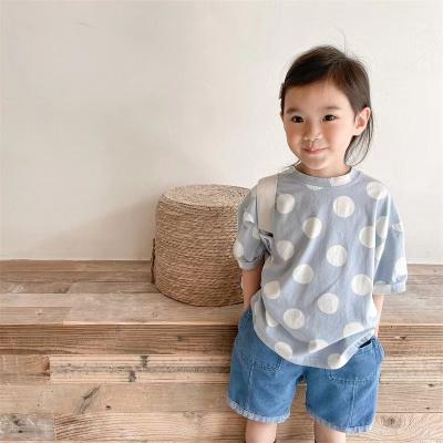 China Korean version of the new summer children's clothing 2022 Korean children's anti-shrink short-sleeved girls cotton T-shirt canvas bottoming shirt for sale