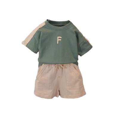 China Boys Preppy Clothing Toddler Baby Style Casual Letter F Printed Short Sleeve Shorts Summer Wholesale 2 Piece Set for sale