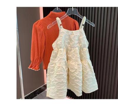 China Europe Fashion Breathable Hot Selling Baby Clothes Set Clothes White Children's Dress 2 Pieces Long Sleeve Overalls for sale