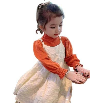 China New Product Toddler Breathable Fine Workmanship Wonderful Little Girls Orange And White Two Piece Dresses for sale