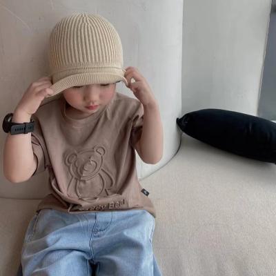 China New Breathable Branded T Shirt Toddler Boys Summer Short Sleeve T Shirts Clothing For Boys Embossed T Shirts 100% Cotton for sale