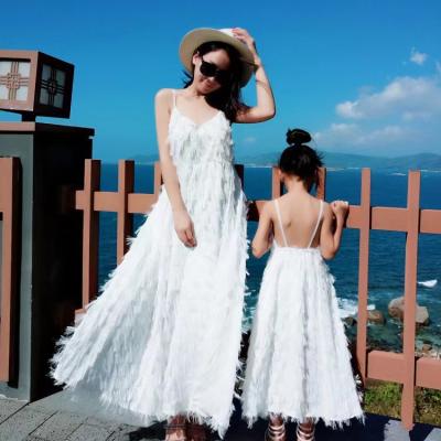 China QUICK DRY Women Girl Seller Maxi Dresses Mommy And Me Summer White Outfits Dress for sale