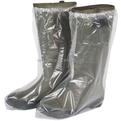 China Farm Disposable PE Waterproof Disposable Rain Boot Covers Elastic Band Plastic Overboots for sale