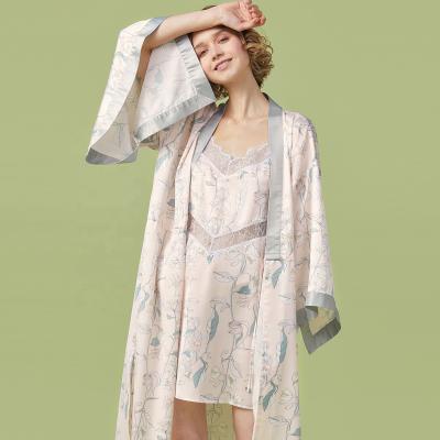 China Wholesale Loungewear Female Kimono Women Robe Night Gown Sleepwear Flower Girl Women's Nightwear Wholesale QUICK DRY satin for sale