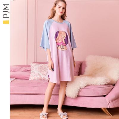 China Wholesale QUICK DRY Knitted Lounge Pajamas Cartoon Sleepwear Wear Set Cotton Womens Sleep Dress Sleepshirt Sleepwear for sale