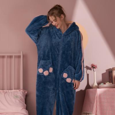 China QUICK DRY Wholesale Zipper Satin Velvet Nightgown One Piece Sleepwear Set Cute Women Onesie Loungewear Animal Winter Lounge Wear-Pajamas for sale