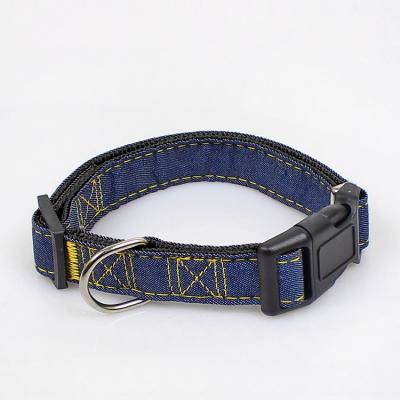 China Viable Hot Sell Nylon Cat Collars Pet Denim Dog Strong Durable Adjustable Collar for sale