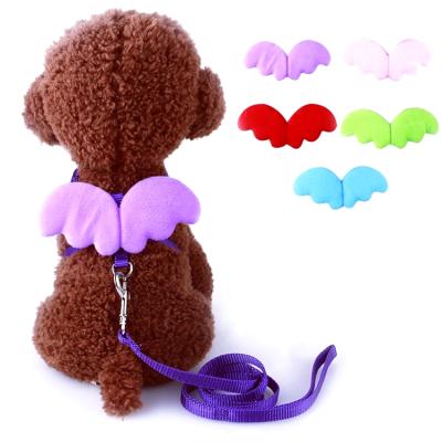 China Durable Cute Angel Wings Nylon Ropes Pet Harness Adjustable Leashes Set For Small Medium Dogs Pets for sale