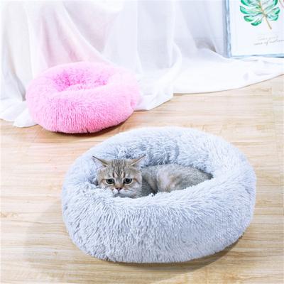 China Wholesale Hot Selling Luxury Soft Plush Viable Long Round Round Dog Cat Bed Donut Hot for sale