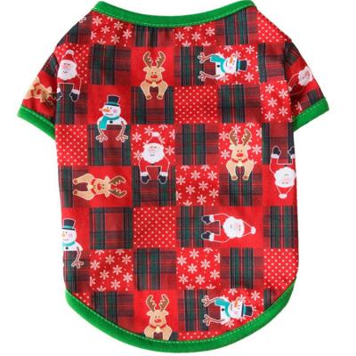 China Breathable Stocked Pet Shirts Puppy Vest Printed Santa Claus Cats Christmas Dog Clothes Dog Shirts Outfit Snowman Reindeer Dogs for sale