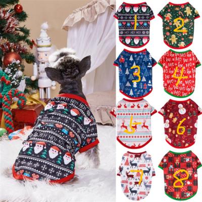 China Breathable Stocked Pet Shirts Puppy Vest Printed Santa Claus Cats Christmas Dog Clothes Dog Shirts Outfit Snowman Reindeer Dogs for sale