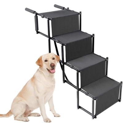 China Fram Portable Stairs Dogs Metal Folding Pet Ladder Lightweight Ramp Upgraded Non Slip Car Dog Steps for sale